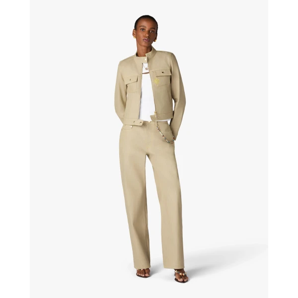 Casablanca Beige Desert Canvas Denim Jacket | Denim | Luxury Shoes 
