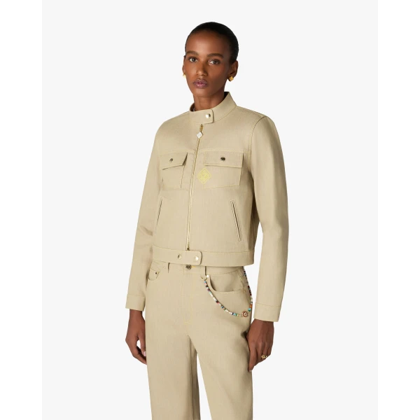 Casablanca Beige Desert Canvas Denim Jacket | Denim | Luxury Shoes 
