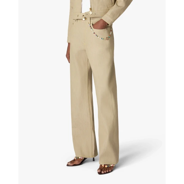Casablanca Beige Desert Canvas Denim Jeans | Denim | Luxury Shoes 