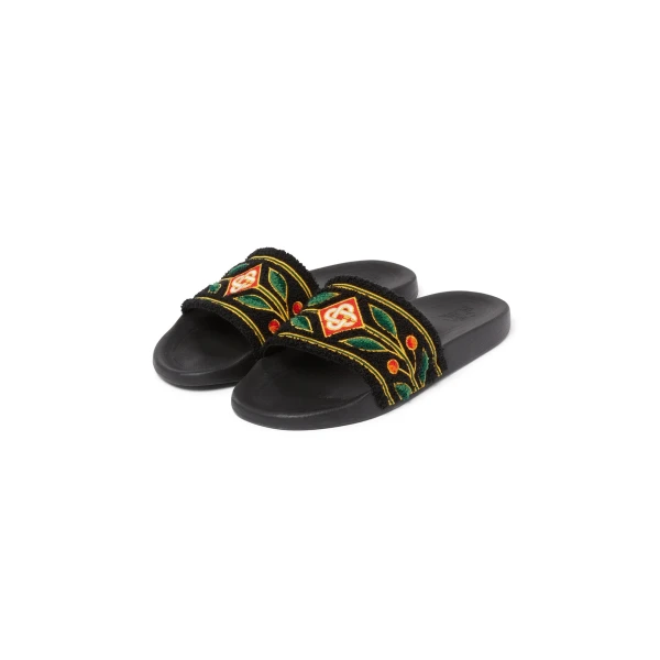 Casablanca Black Laurel Terry Slides | Flip Flops & Slides | Luxury Shoes 