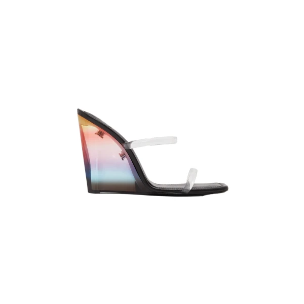 Black Plexi Heeled Wedge Sandals