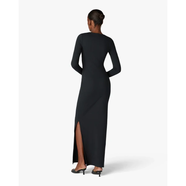 Casablanca Black Ribbed Jewellery Maxi Dress | Long Dresses | Luxury Shoes 