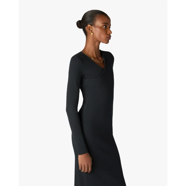 Casablanca Black Ribbed Jewellery Maxi Dress | Long Dresses | Luxury Shoes 