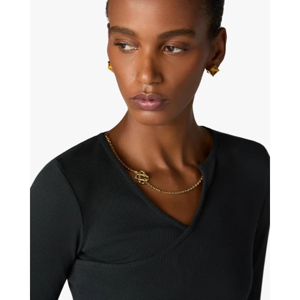 Casablanca Black Ribbed Jewellery Maxi Dress | Long Dresses | Luxury Shoes 