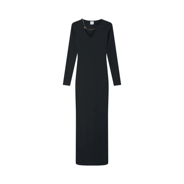 Black Ribbed Jewellery Maxi Dress
