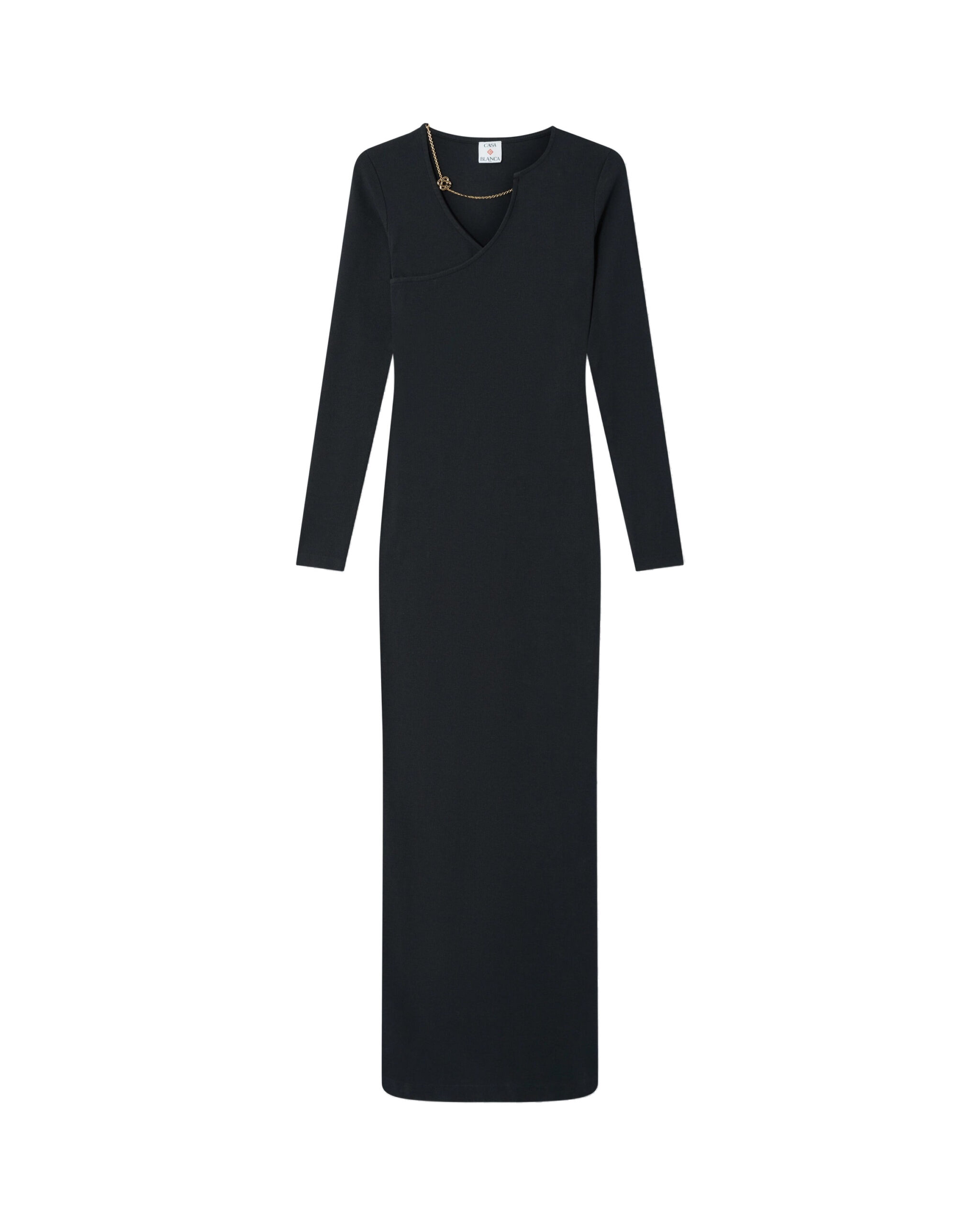 Casablanca Black Ribbed Jewellery Maxi Dress Casablanca Black Ribbed Jewellery Maxi Dress | Long Dresses | Luxury Shoes