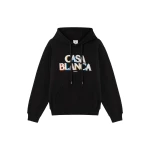 Casablanca Black Stacked Logo Embroidered Hooded Sweatshirt | Hoodies | Luxury Shoes 