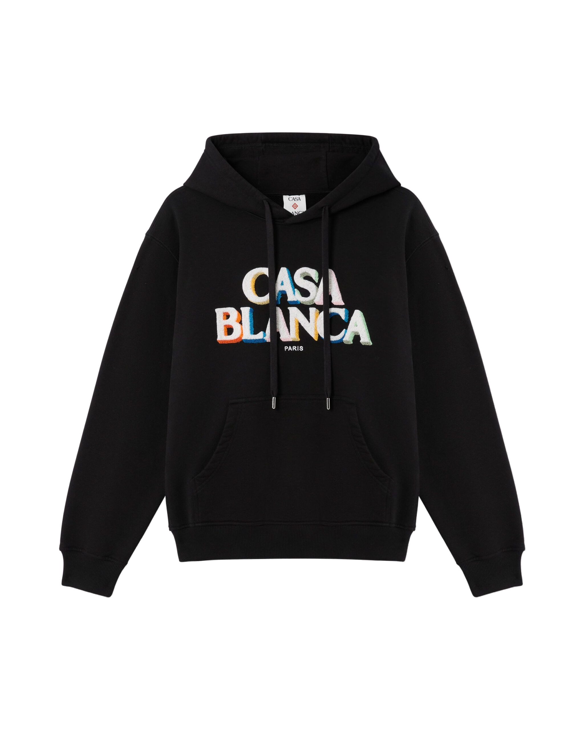 Casablanca Black Stacked Logo Embroidered Hooded Sweatshirt Casablanca Black Stacked Logo Embroidered Hooded Sweatshirt | Hoodies | Luxury Shoes