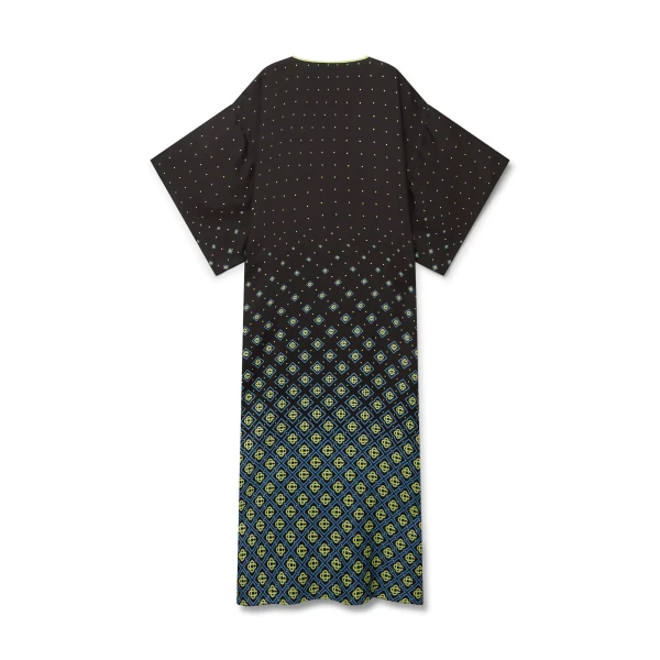 Casablanca Black and Lime Degrade Monogram Silk Kaftan | kaftan | Luxury Shoes 