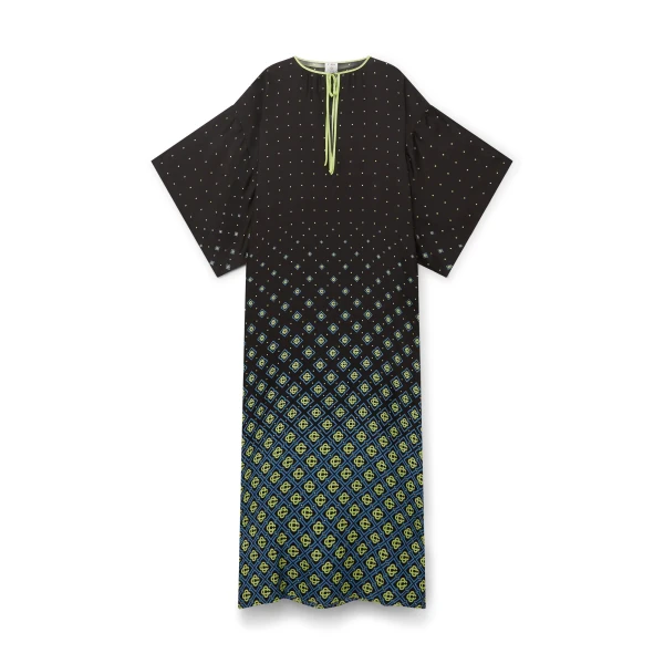 Black and Lime Degrade Monogram Silk Kaftan