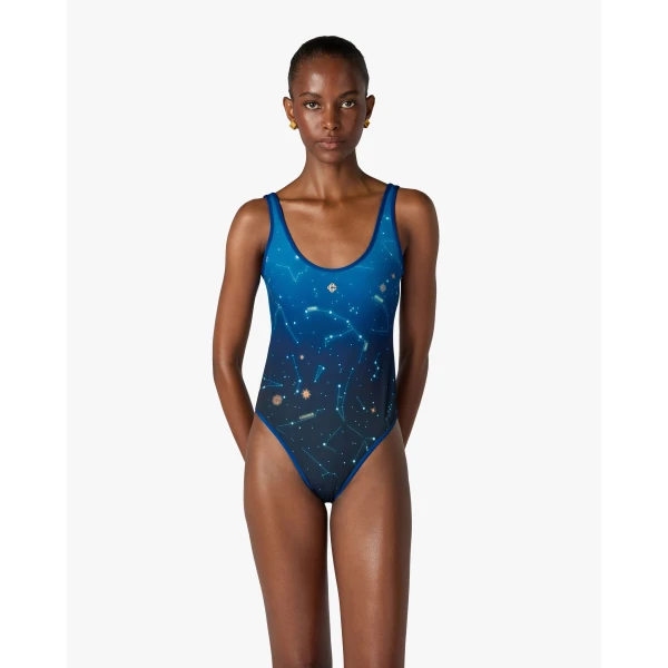 Casablanca Blue Astrology Printed Swimsuit | Swimsuits | Luxury Shoes 