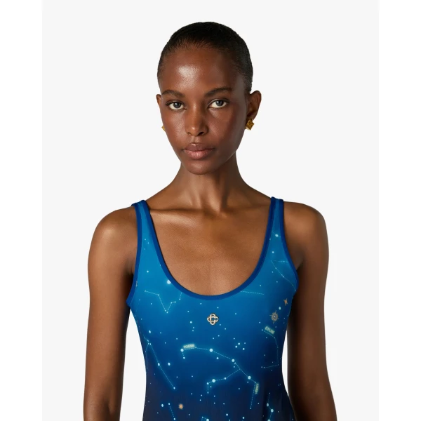 Casablanca Blue Astrology Printed Swimsuit | Swimsuits | Luxury Shoes 