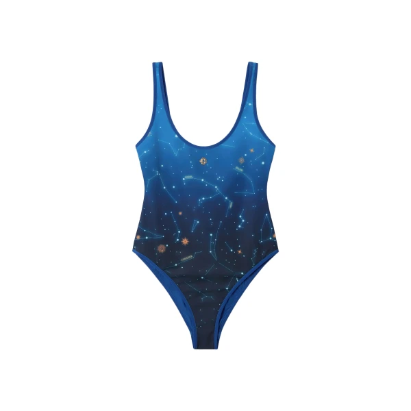 Casablanca Blue Astrology Printed Swimsuit | Swimsuits | Luxury Shoes 