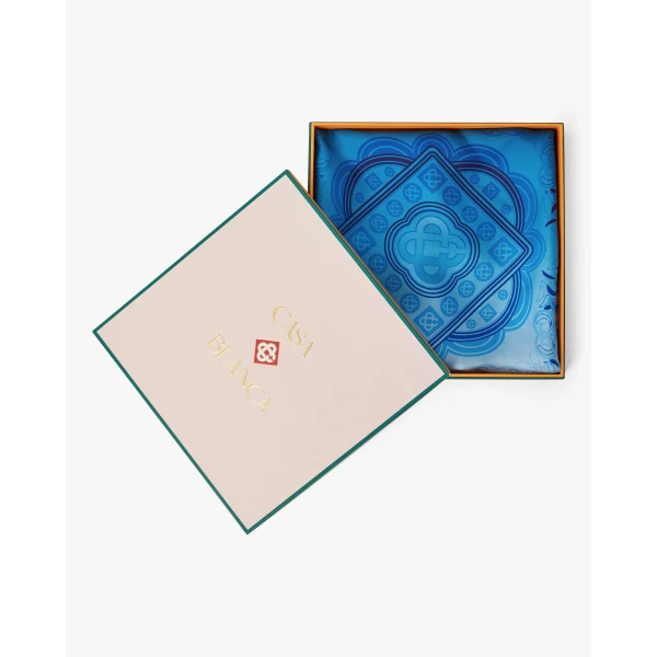 Casablanca Blue Gradient Egyptian Rug Medium Silk Scarf | Scarves | Luxury Shoes 