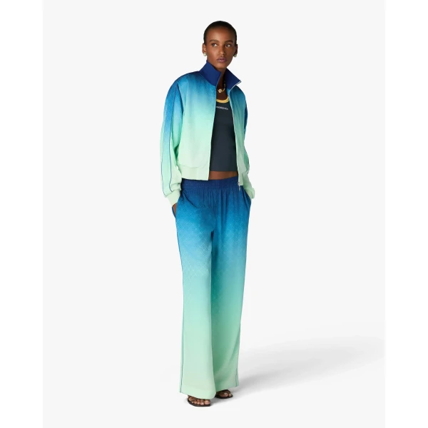 Casablanca Blue & Green Gradient Monogram Jacquard Track Jacket | Jackets | Luxury Shoes 