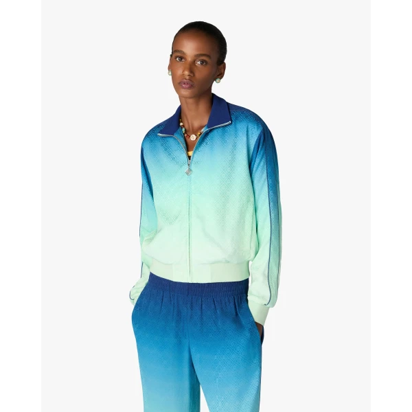 Casablanca Blue & Green Gradient Monogram Jacquard Track Jacket | Jackets | Luxury Shoes 
