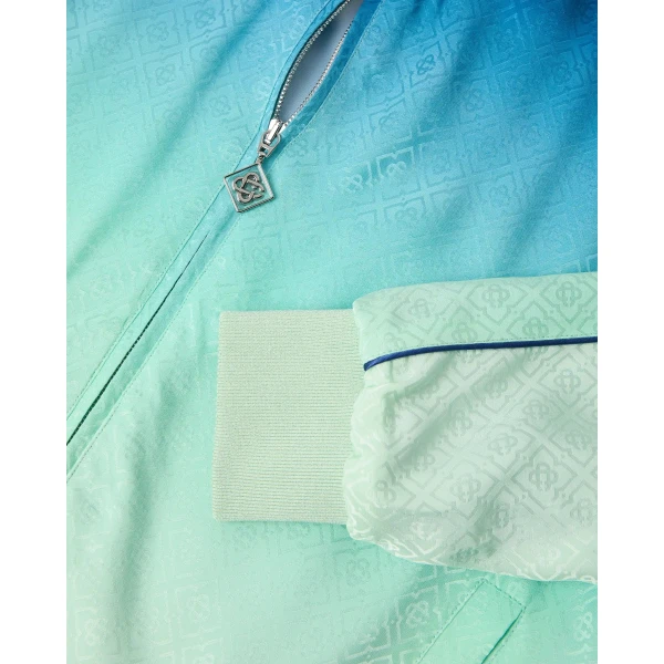 Casablanca Blue & Green Gradient Monogram Jacquard Track Jacket | Jackets | Luxury Shoes 