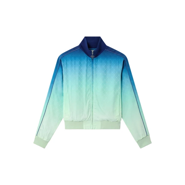 Casablanca Blue & Green Gradient Monogram Jacquard Track Jacket | Jackets | Luxury Shoes 