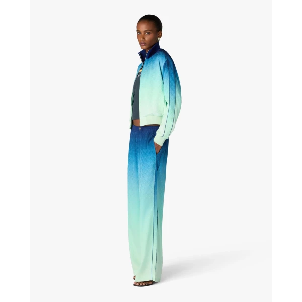 Casablanca Blue & Green Gradient Monogram Jacquard Trousers | Pants | Luxury Shoes 