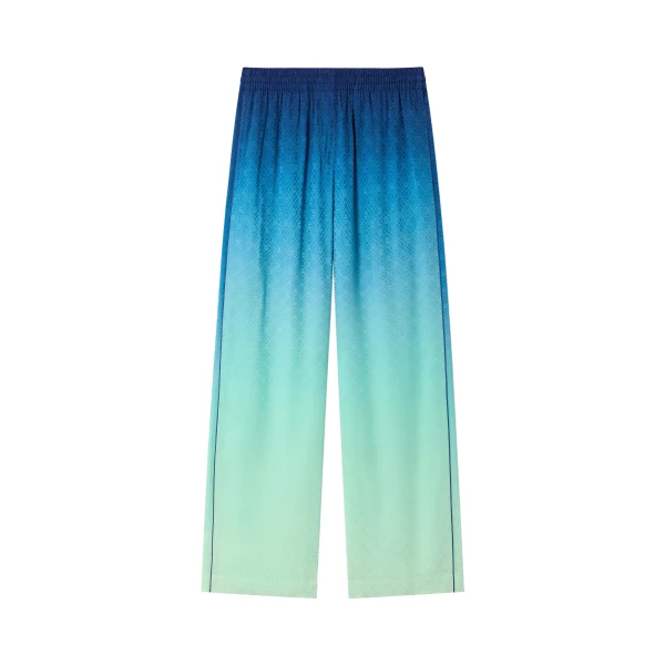 Casablanca Blue & Green Gradient Monogram Jacquard Trousers | Pants | Luxury Shoes 
