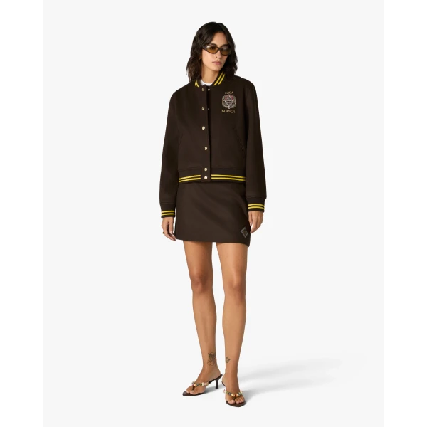 Casablanca Brown Celestial Pyramid Wool Varsity Jacket | Jackets | Luxury Shoes 