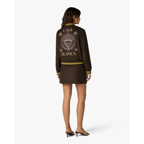 Casablanca Brown Celestial Pyramid Wool Varsity Jacket | Jackets | Luxury Shoes 