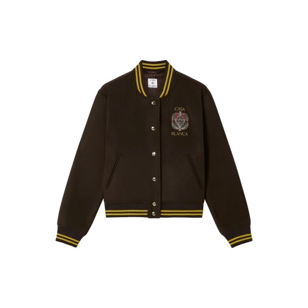 Casablanca Brown Celestial Pyramid Wool Varsity Jacket | Jackets | Luxury Shoes 