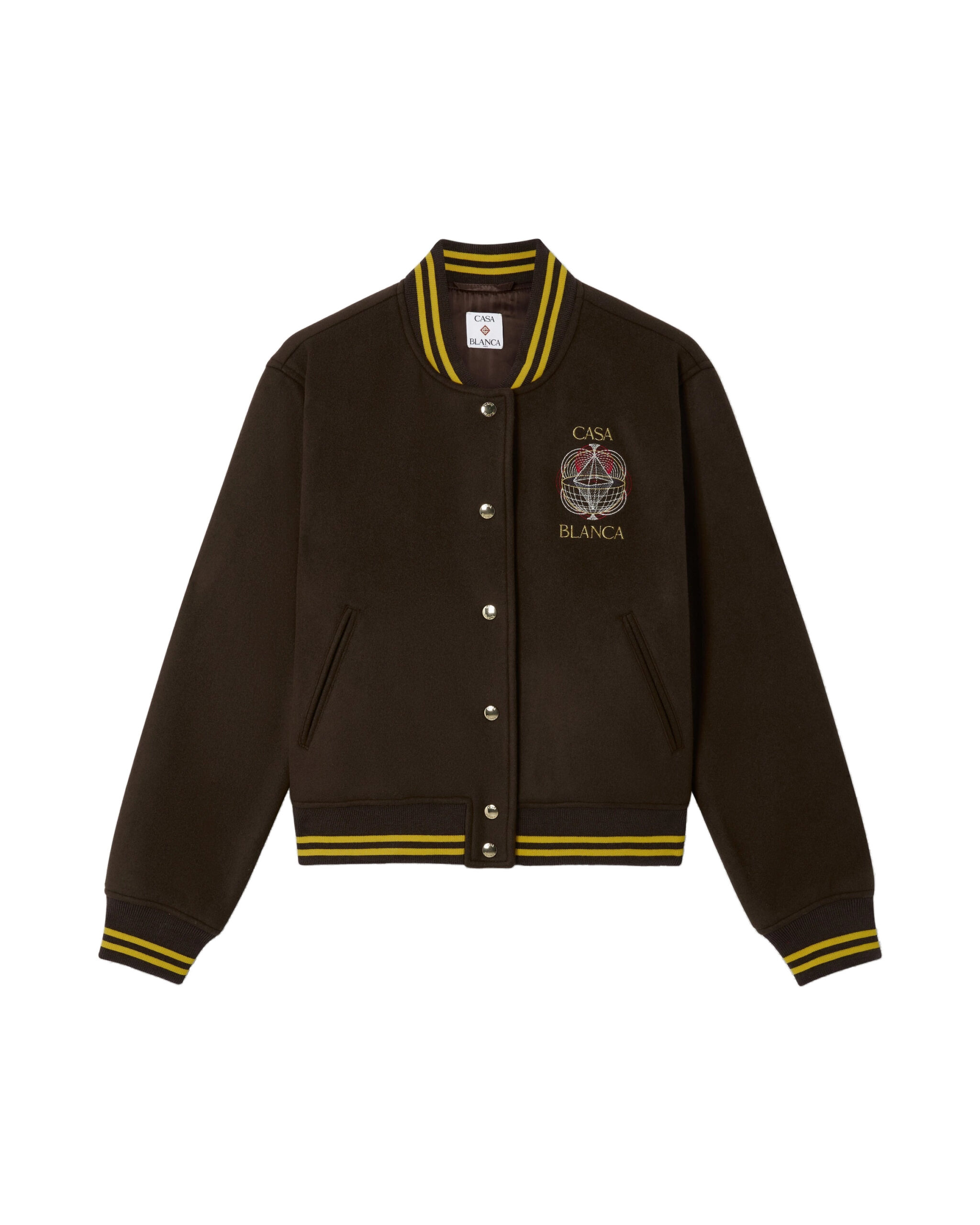 Casablanca Brown Celestial Pyramid Wool Varsity Jacket Casablanca Brown Celestial Pyramid Wool Varsity Jacket | Jackets | Luxury Shoes