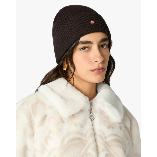Casablanca Brown Classic Ribbed Knit Beanie | Hats | Luxury Shoes 