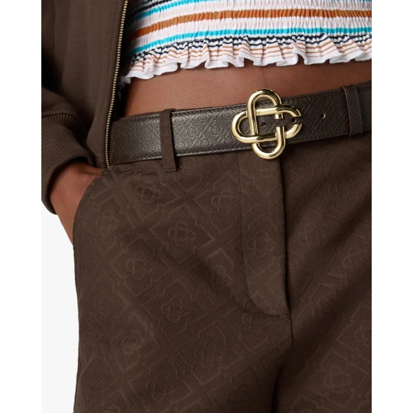 Casablanca Brown & Gold Classic Leather CC Logo Belt | Belts | Luxury Shoes 