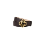 Casablanca Brown & Gold Classic Leather CC Logo Belt | Belts | Luxury Shoes 