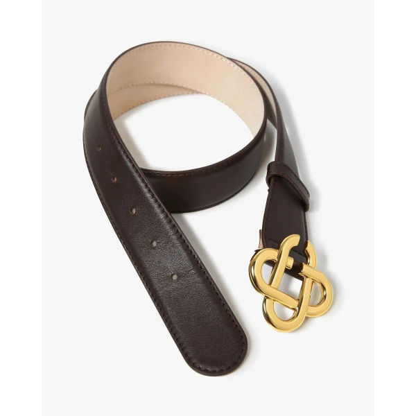 Casablanca Brown & Gold Classic Leather CC Logo Belt | Belts | Luxury Shoes 