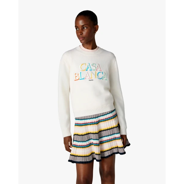 Casablanca Cream Stacked Logo Jumper | Sweater | Luxury Shoes 