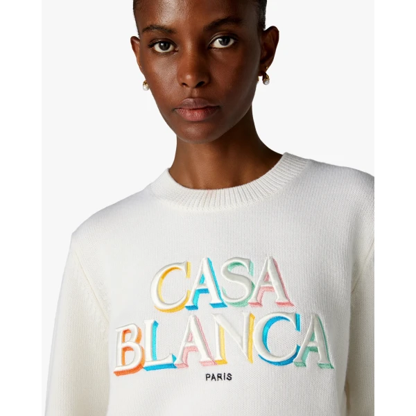 Casablanca Cream Stacked Logo Jumper | Sweater | Luxury Shoes 