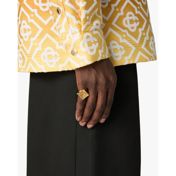 Casablanca Gold & Green Wrapped Signet Ring | Rings | Luxury Shoes 