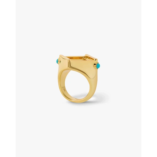 Casablanca Gold & Green Wrapped Signet Ring | Rings | Luxury Shoes 
