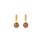 Casablanca Gold & Red Sphere Ear Hoops | Earrings | Luxury Shoes 