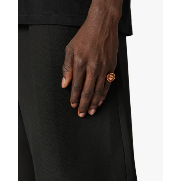 Casablanca Gold & Red Stone Signet Ring | Rings | Luxury Shoes 