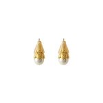 Casablanca Gold & White Double Lotus Pearl Earrings | Earrings | Luxury Shoes 
