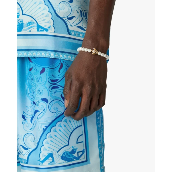 Casablanca Gold & White Lotus Pearl Bracelet | Bracelets | Luxury Shoes 