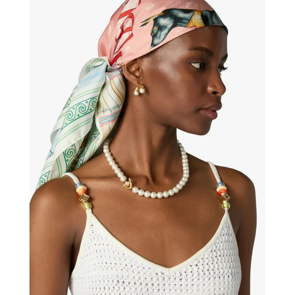 Casablanca Gold & White Lotus Pearl Necklace | Necklace | Luxury Shoes 