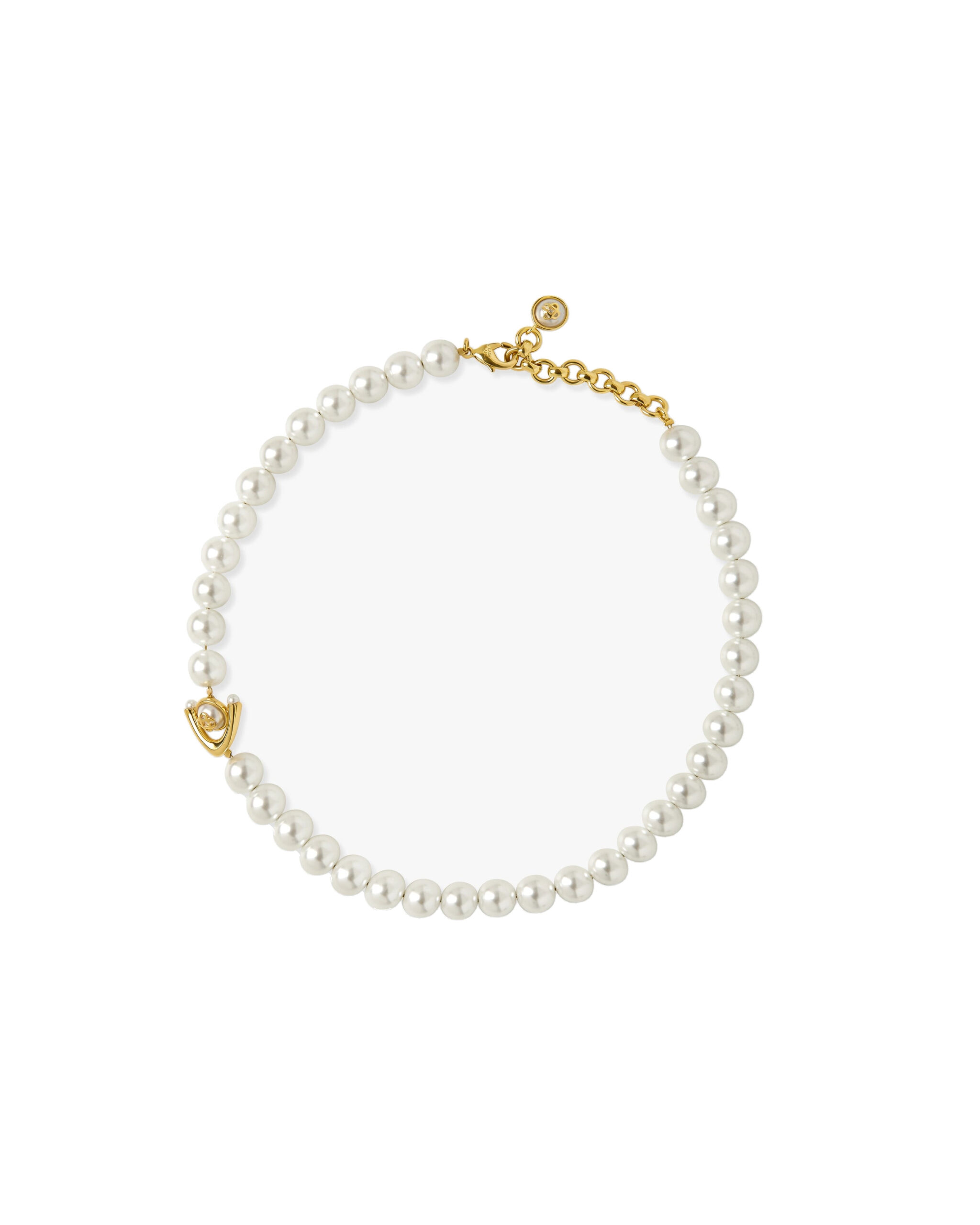 Casablanca Gold & White Lotus Pearl Necklace Casablanca Gold & White Lotus Pearl Necklace | Necklace | Luxury Shoes