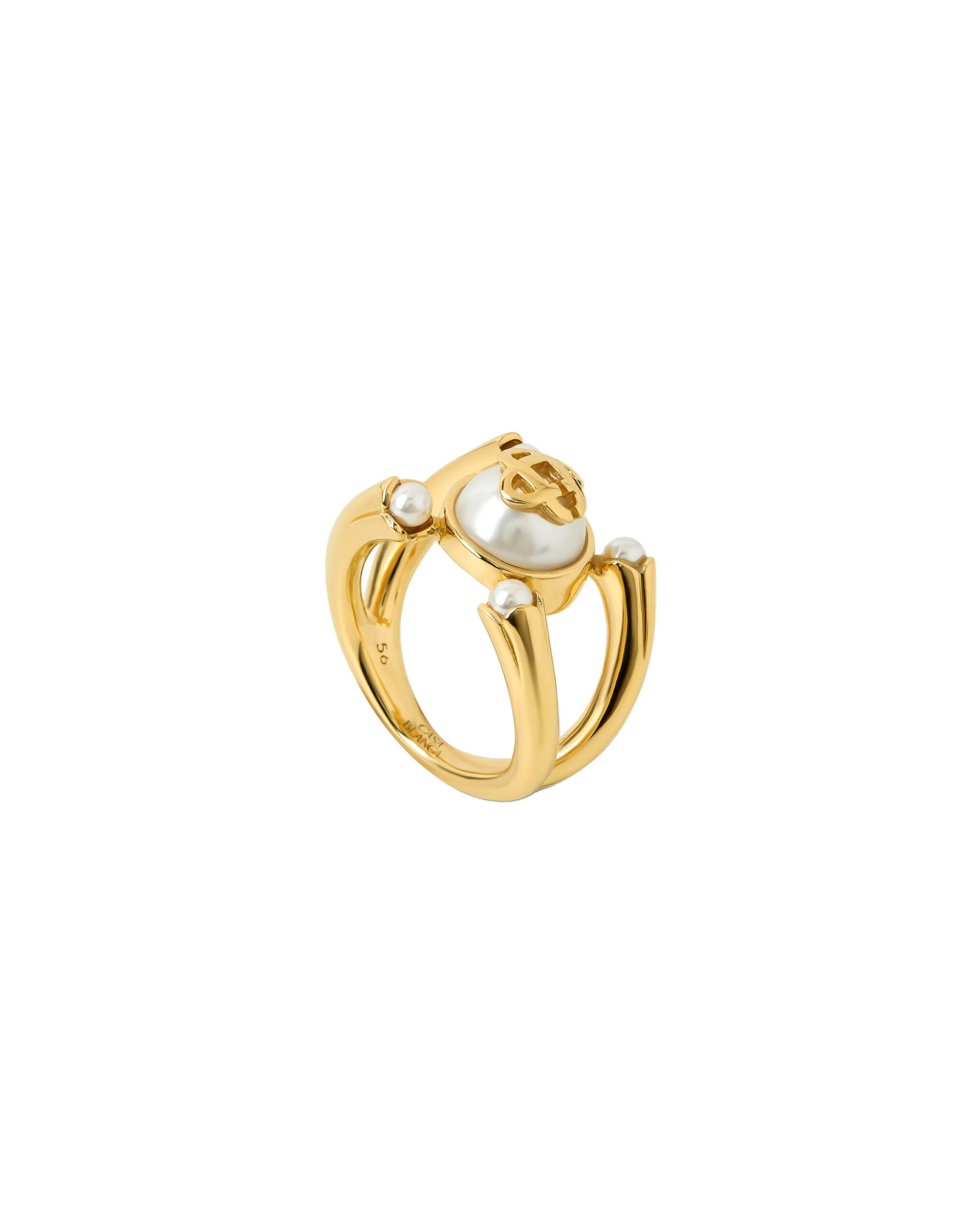 Casablanca Gold & White Lotus Pearl Ring Casablanca Gold & White Lotus Pearl Ring | Rings | Luxury Shoes