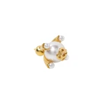 Casablanca Gold & White Lotus Pearl Studs | Earrings | Luxury Shoes 