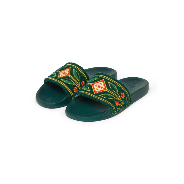 Casablanca Green Laurel Terry Slides | Flip Flops & Slides | Luxury Shoes 