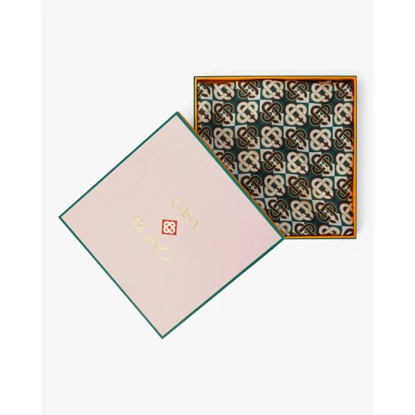 Casablanca Green & Navy Check Monogram Medium Silk Scarf | Scarves | Luxury Shoes 
