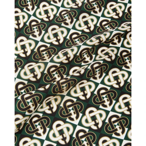 Casablanca Green & Navy Check Monogram Medium Silk Scarf | Scarves | Luxury Shoes 