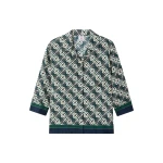 Casablanca Green & Navy Check Monogram Pyjama Long Sleeve Silk Shirt | Shirt | Luxury Shoes 