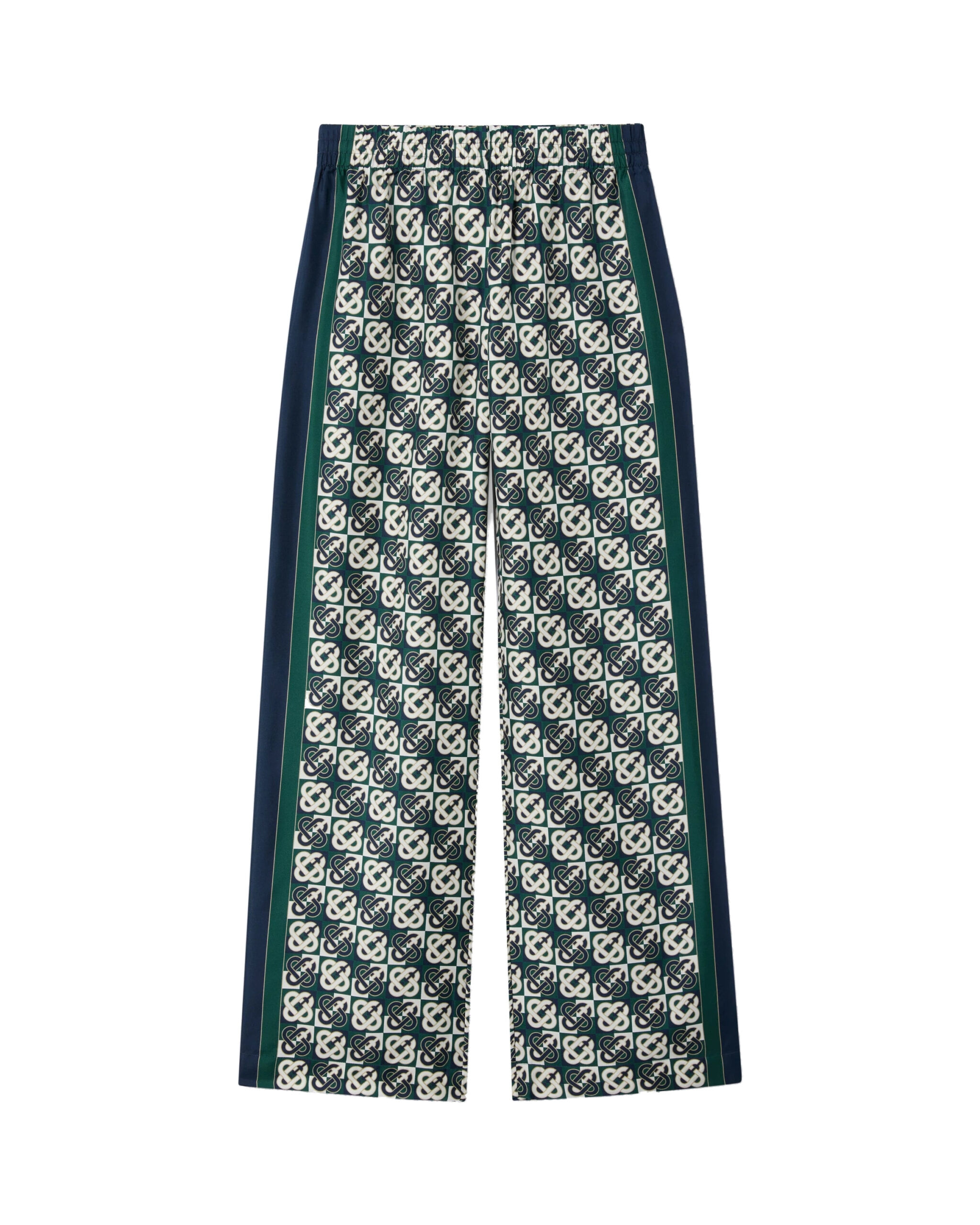 Casablanca Green & Navy Check Monogram Silk Trousers Casablanca Green & Navy Check Monogram Silk Trousers | Pants | Luxury Shoes