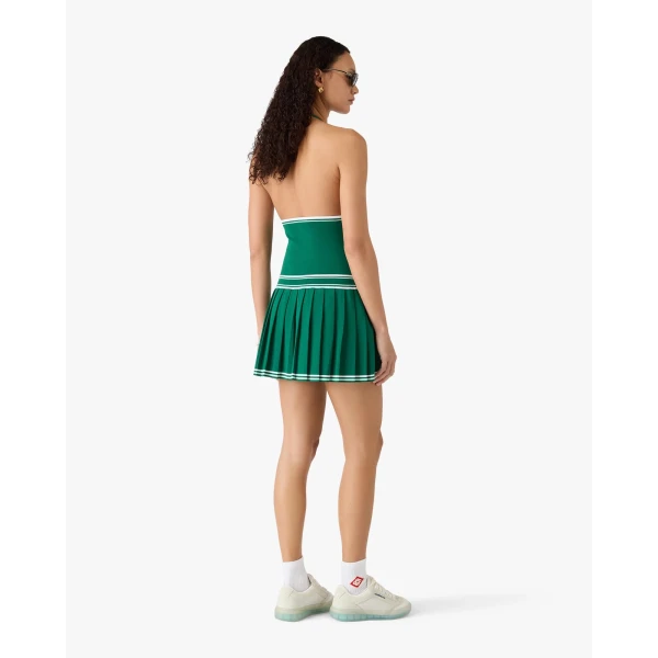 Casablanca Green Pleated Halter Mini Dress | Mini Dresses | Luxury Shoes 